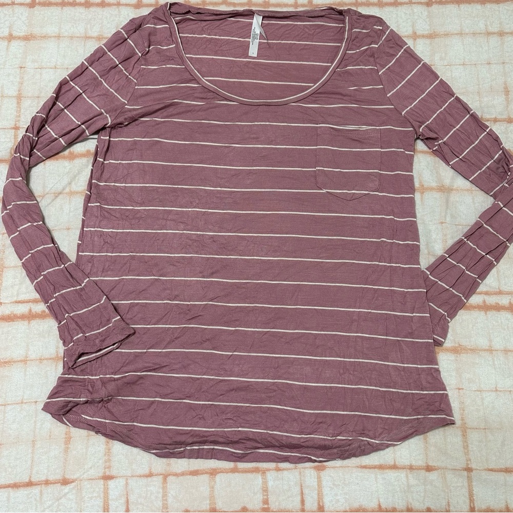 Cute pink and white striped shirt form love charm
A night long sleeve